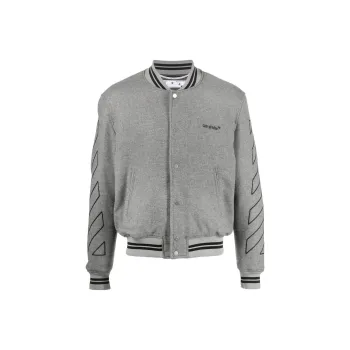 OFF WHITE Diag Outline Wool Varsity Jacket
