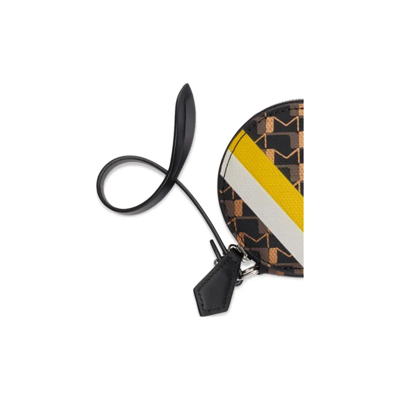 Moynat Canvas 1920 Canvas And Striped Velvet Print Coin Purse Men's Brown/Yellow/White/Black-2