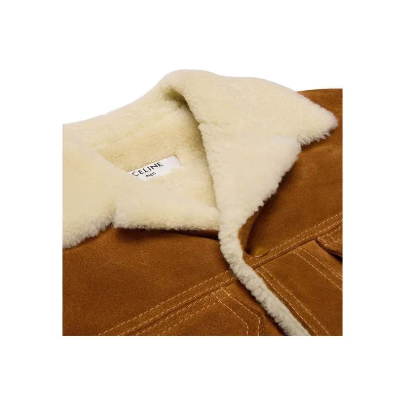 CELINE Trucker Jacket In Split Calfskin-4