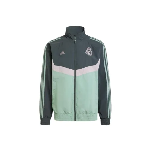 Adidas Real Madrid Seasonal Track Top Retro Sports Stand Collar Jackets Men's Turquoise