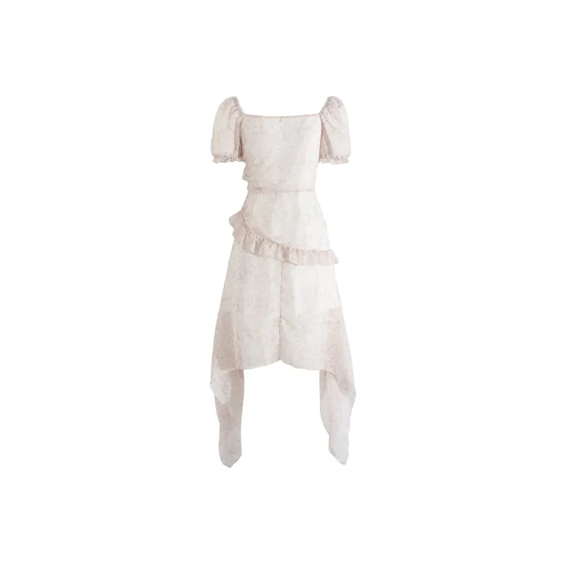 Mu Xiao Xin Short Sleeved Dress Women's Sweet Tea Floral-1
