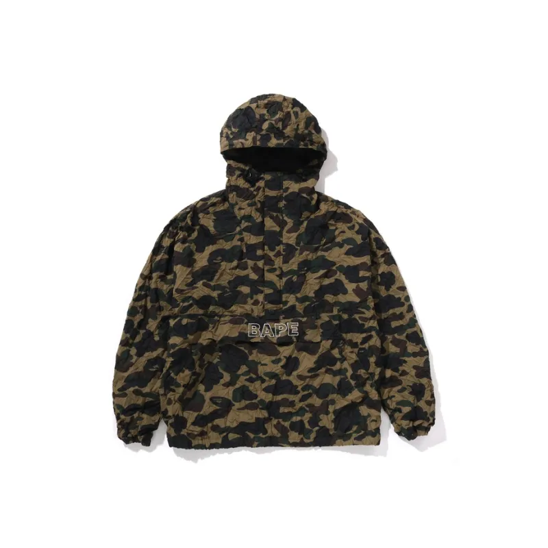 Bape Crinkle Effect 1st Camo Half Zip Hoodie Jacket-0