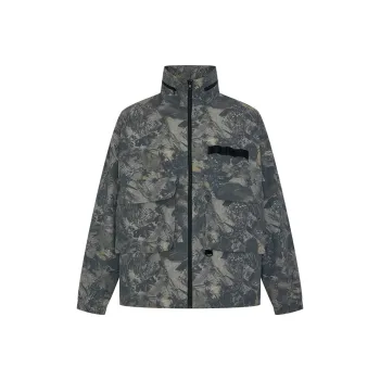URBAN REVIVO Jacket Men's Gray Green Print