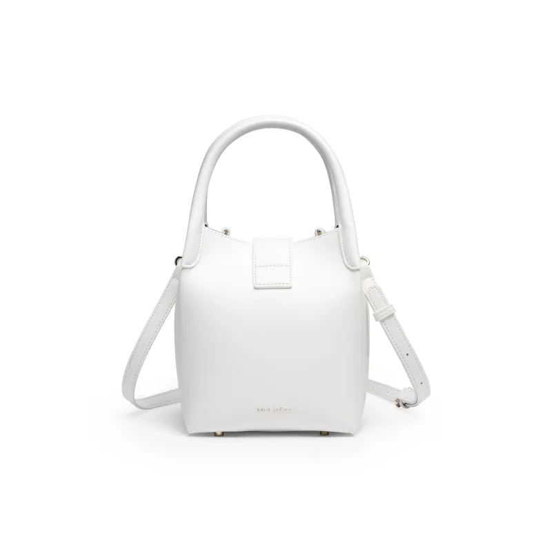 Mulinsen PU Combo Bag Bucket Bag, Shoulder Bag, Crossbody Bag, Handbag Women's White/Denim Black-3