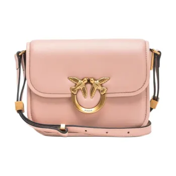 PINKO Love Birds Series Calfskin Shoulder Bag Women's Pink