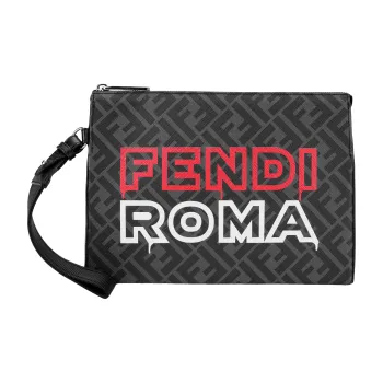 FENDI Calfskin Handbags Wrist Bags Clutches Men's Gray