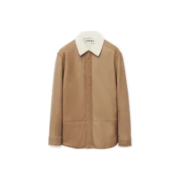 LOEWE Anagram-embossed Leather Shirt Jacket