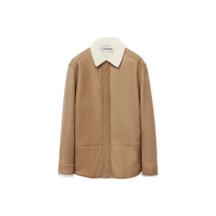 LOEWE Anagram-embossed Leather Shirt Jacket-0