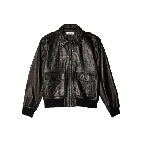 ERNEST W. BAKER 80's Crocodile-effect Bomber Jacket