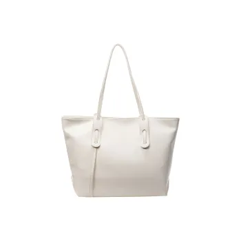 Single Warehouse PU Tote Bag, Shopping Bag, Shoulder Bag Women's Ecru/Black/Yellow/Coffee/Gray