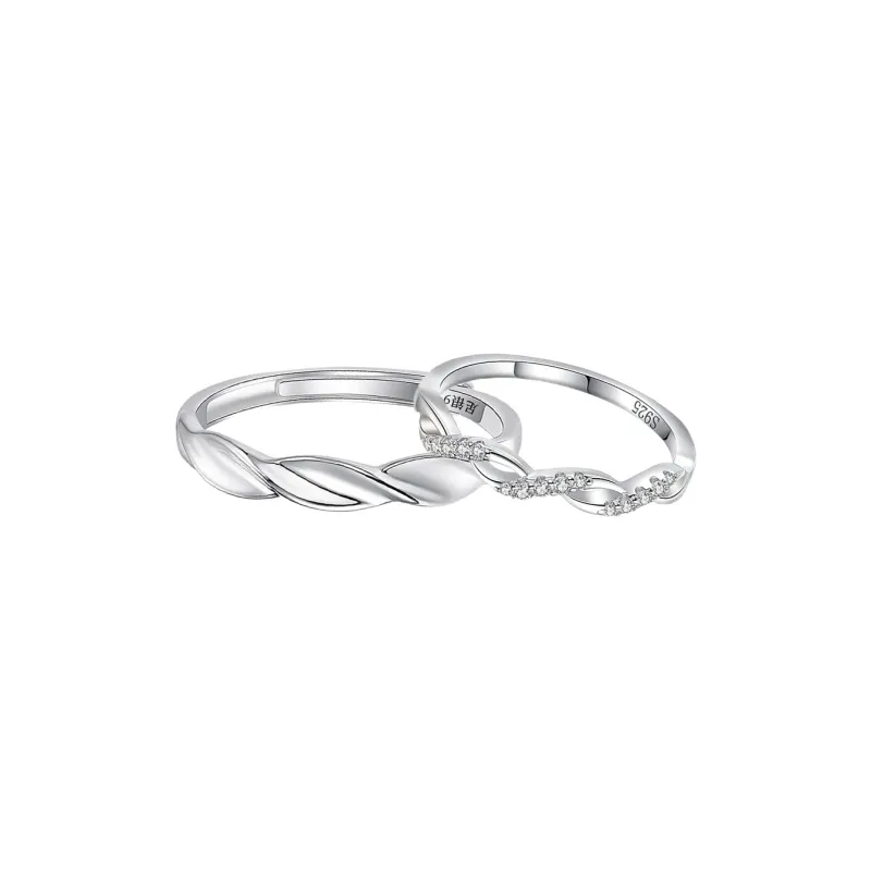 MAGICPOLE 925 Sterling Silver With Zircon Rings Unisex Silver-11