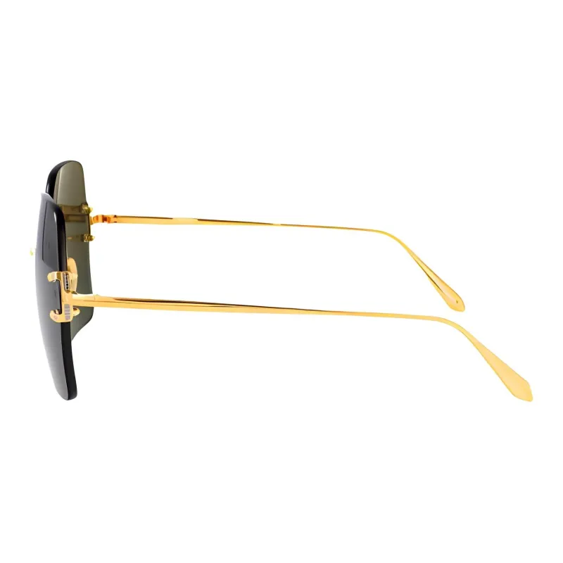 Linda Farrow Titanium Alloy Acetate Irregular Shape Sunglasses Unisex Gold-2