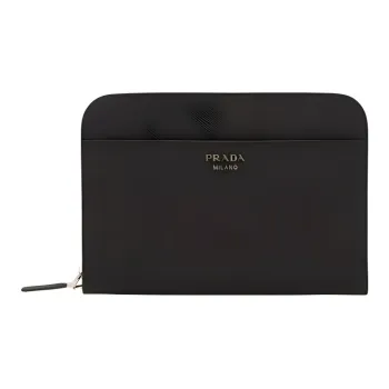 PRADA Saffiano Calfskin Clutch Men's Black