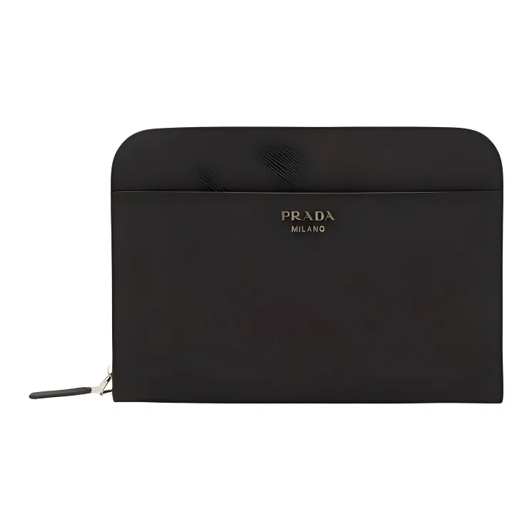 PRADA Saffiano Calfskin Clutch Men's Black-0