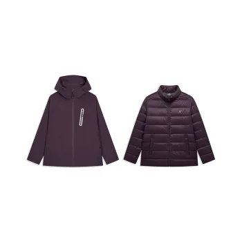 XTEP Wing Water Resistant Windproof Breathable Windbreaker Jacket Unisex Plum Color