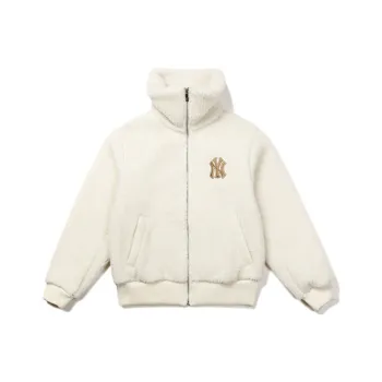 MLB New York Yankees Velvet feel Coat Unisex Ivory White