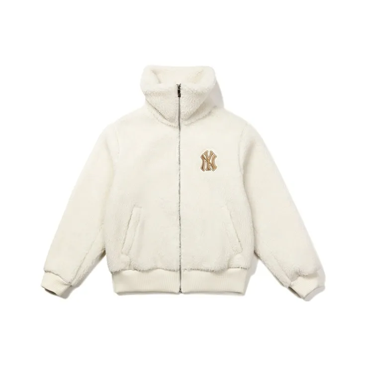 MLB New York Yankees Velvet feel Coat Unisex Ivory White-0