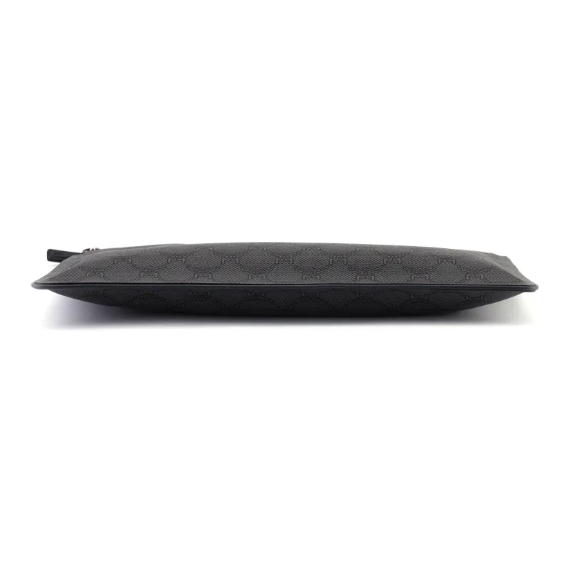 MCM Nappa Leather Clutch Extra Large Unisex Dark Gray-4
