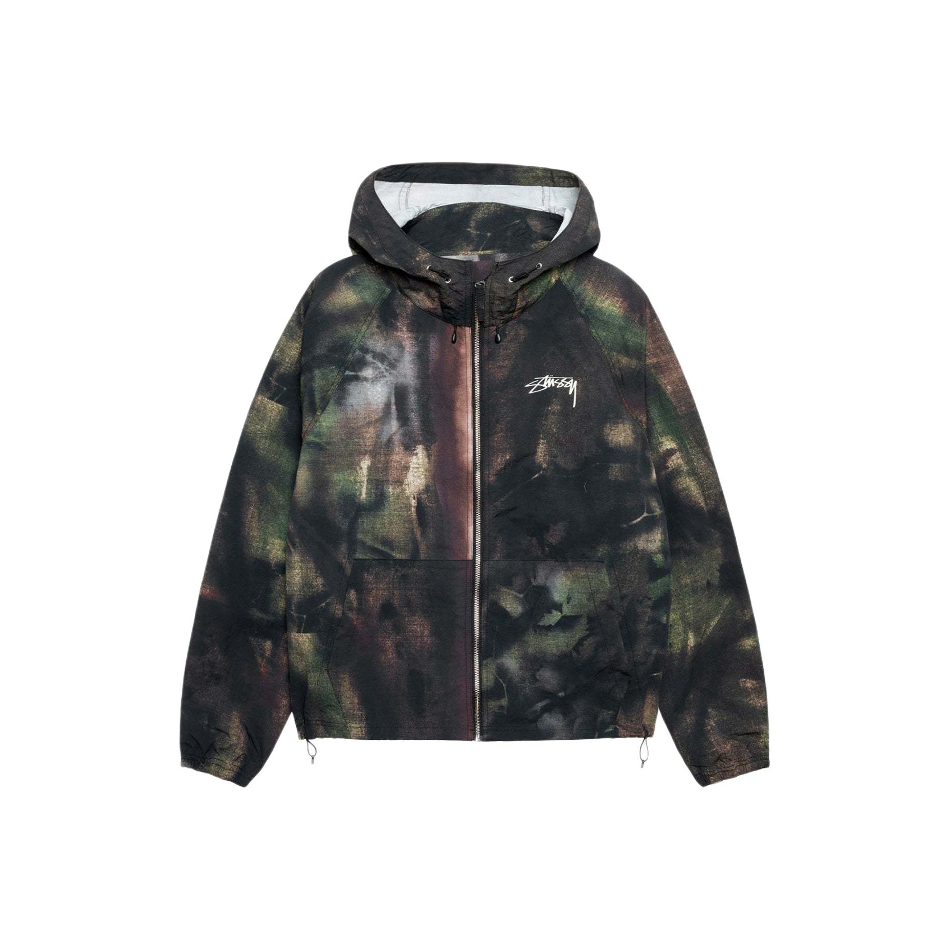 Stussy Spray Dye Hooded Work Jacket Orange S - POIZON