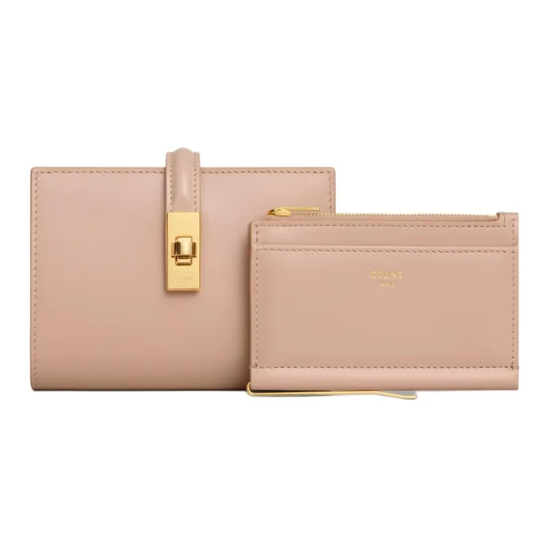 CELINE Calfskin Wallet Women's Soft Peach Powder-4