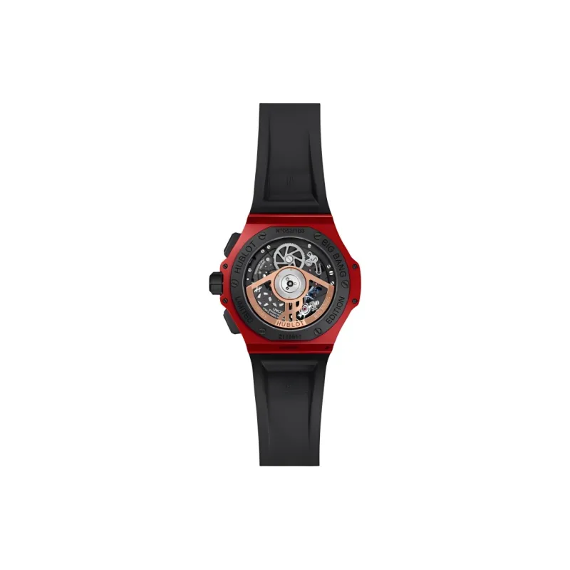 HUBLOT Automatic Mechanical Movement Unisex Watch 43mm Red Watch Dial Ceramic Watch Case Rubber Strap-1