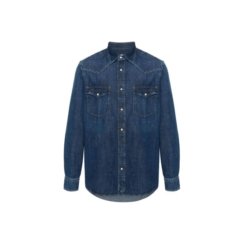 JACOB COHEN Logo embroidered Denim Shirt-0