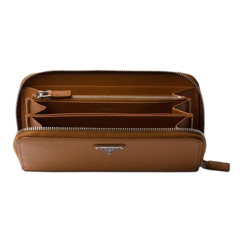 PRADA Vitello Dino Cow Leather Wallet Women's Brandy Brown-3