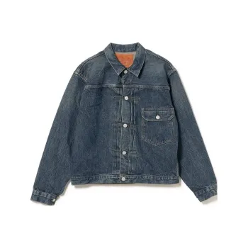 Beams FW24 OrSlow / Type1 Pleated Front Blouse Used Wash Denim Jacket Men's Blue