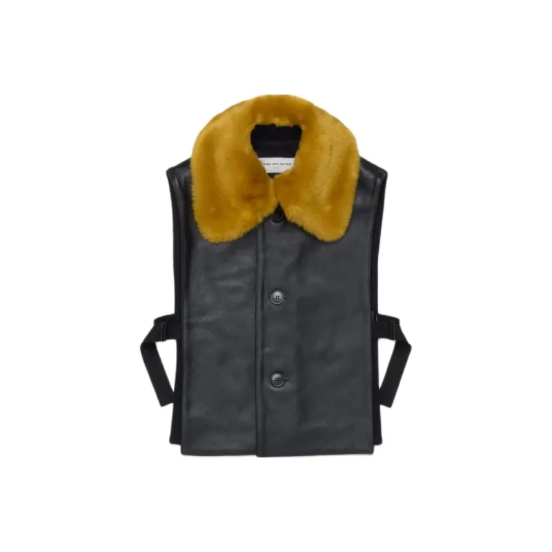 DRIES VAN NOTEN Paneled Leather Vest-0