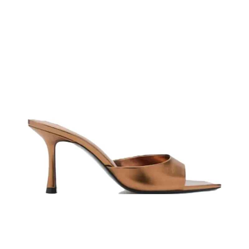 MANGO Slide Slippers Women's Gold-1