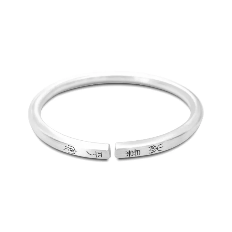 HAOYINFANG 999 Fine Silver Bangles Women's-0