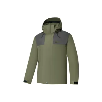 QIAODAN Mountain God Series Windbreaker Jackets Men Khaki Green/Dust Shadow Gray