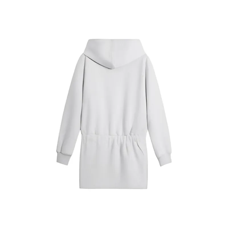 DOKZB Long Sleeved Dress Women's White Gray-1