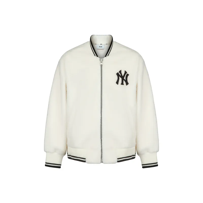 MLB New York Yankees Velvet Jackets Unisex Ivory White-0