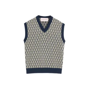 Valentino Jacquard V Neck Vest