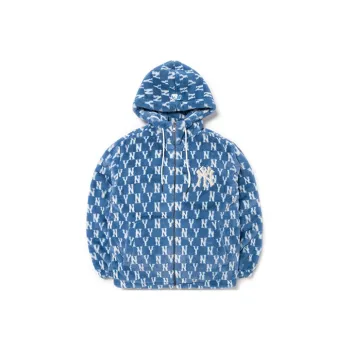 MLB Old Flower Velvet Jackets Unisex Blue
