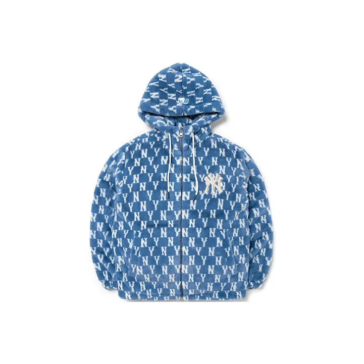 MLB Old Flower Velvet Jackets Unisex Blue-0