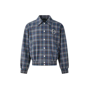 PASET Jacket Unisex Blue And Gray Plaid