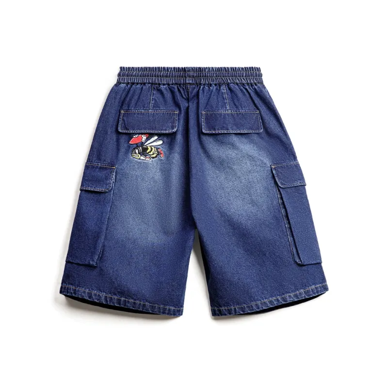 MADEN Denim Shorts Men's Washed Blue-1