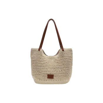 PAYOT Linen Weaving Shoulder Bag Women's Beige Apricot/Coffee