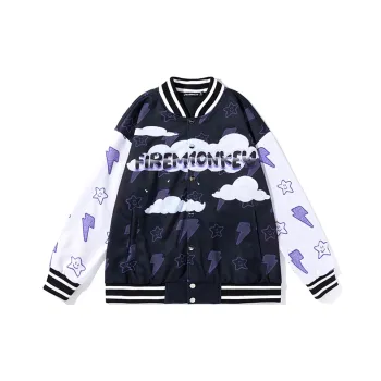 FireMonkey Thickened Baseball Jacket Fall And Winter Unisex Black
