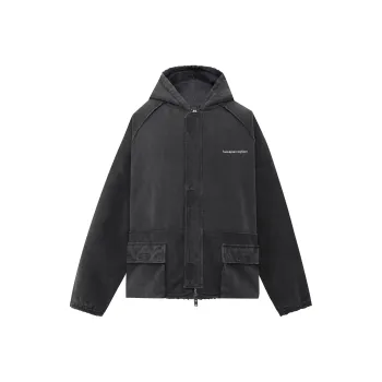False Perception Army Cargo Parka Jackets Coats Unisex Washed Black