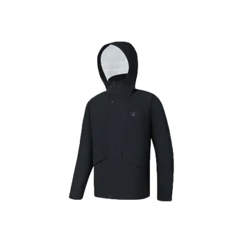 FILA Fitness Water-Resistant Windproof And Water-Repellent 3-in-1 Windbreaker Jacket Men's Black
