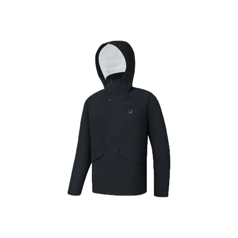 FILA Fitness Water Resistant Windproof And Water Repellent 3 in 1 Windbreaker Jacket Men's Black-0