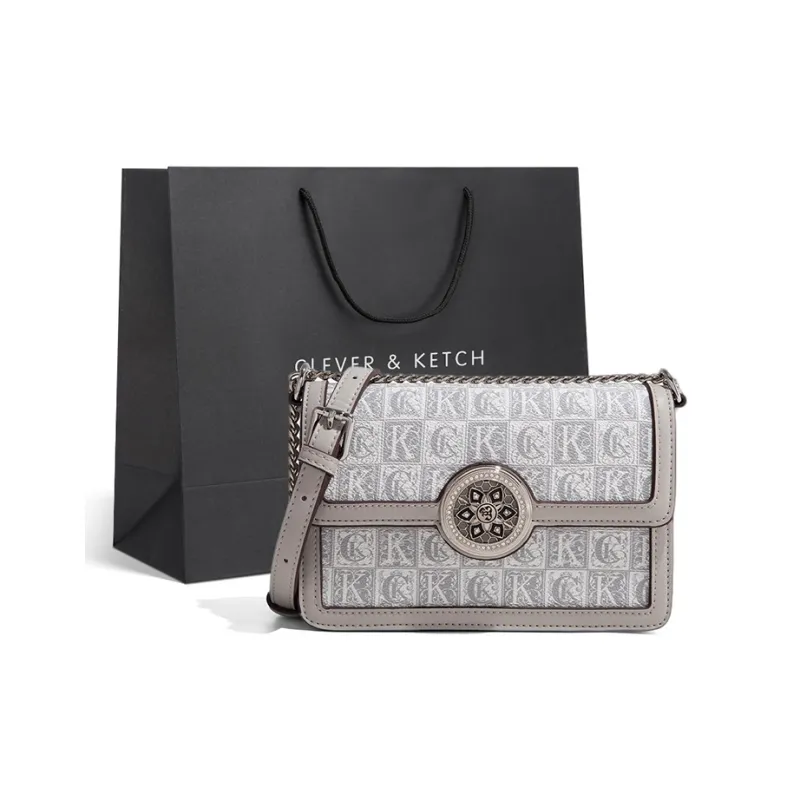 CLEVER& KETCH PU Small Square Bag, Crossbody Bag, Shoulder Bag Women's Gray-5