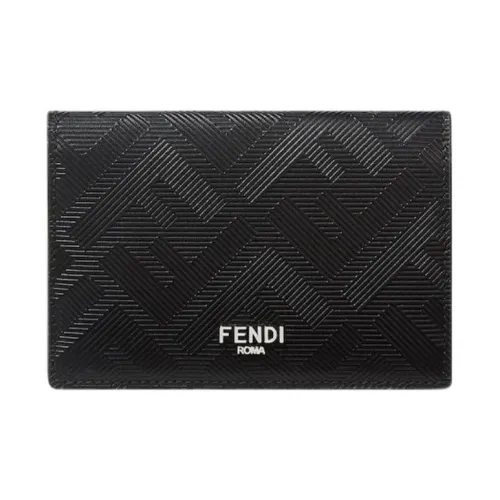 FENDI Leather Card Holder Men's Black