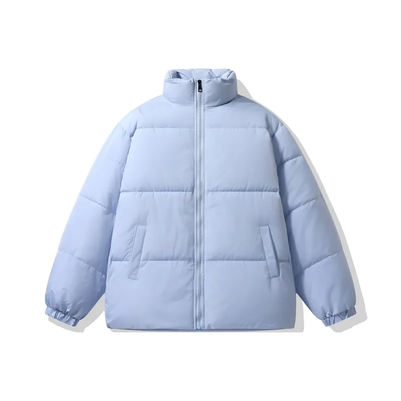 Yvette Solid Color Stand Collar Loose Fit Thickened Puffer Jacket Unisex-2