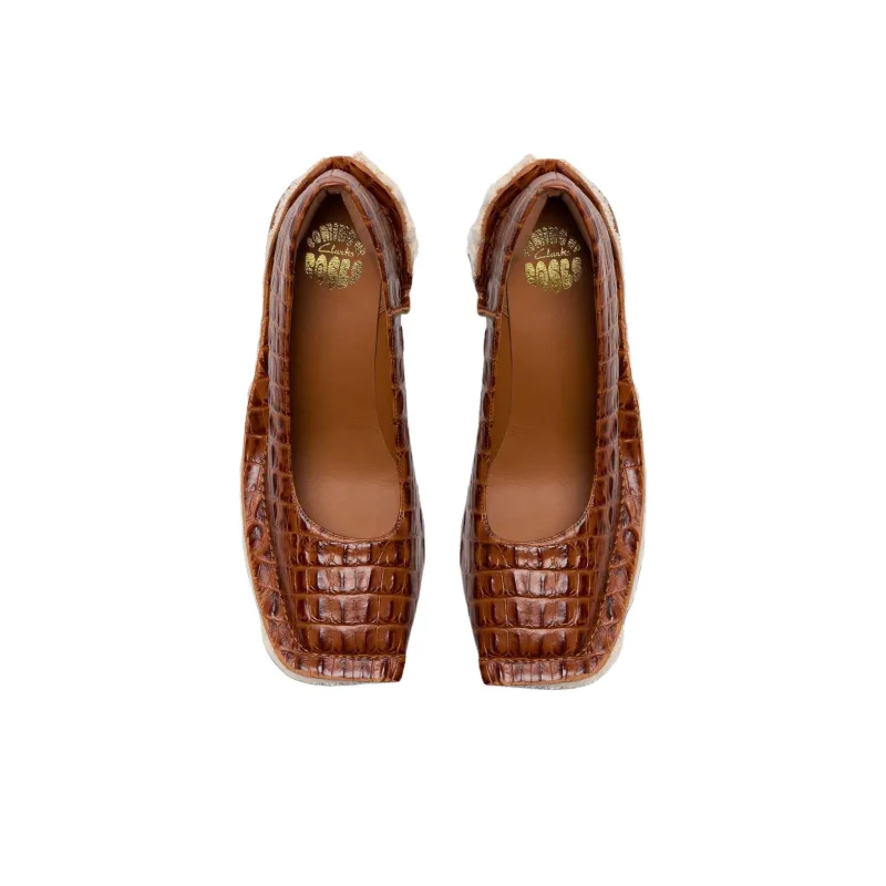 Clarks Martine Rose Block Heel High Heels 8.5cm Women's Tan-3