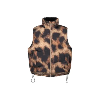 ORANGE DRAGON x THE SOUL WORK FACTORY Vest Unisex Leopard Print Brown