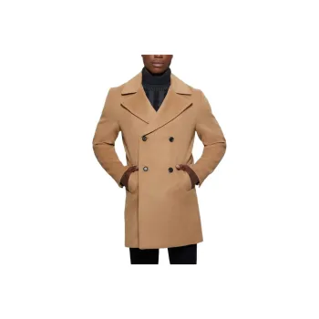 GUESS Bel Air Melton Wool-Blend Peacoat Coats Men's Brown